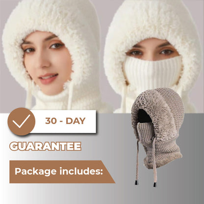 🎄Christmas Sale 50% OFF⛄️Women’s Thermal Knit Hood – Fleece-Lined Winter Hat, Neck Warmer & Face Cover Combo