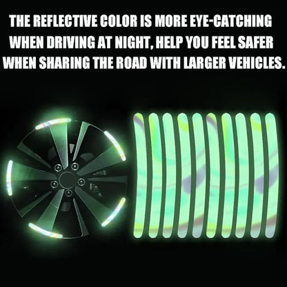🔥Hot Selling 50%🔥 40 Pcs 2.76'' Universal Reflective Wheel Rim Stripe Decal Sticker for Motorcycle, Car, Cycling, Bike, Night Safety Decoration