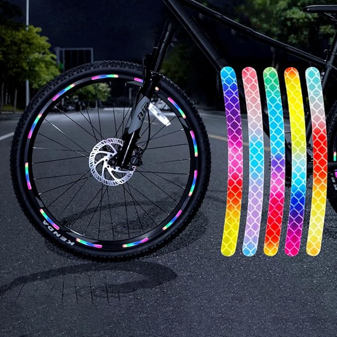 🔥Hot Selling 50%🔥 40 Pcs 2.76'' Universal Reflective Wheel Rim Stripe Decal Sticker for Motorcycle, Car, Cycling, Bike, Night Safety Decoration