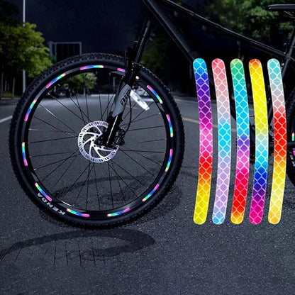 🔥Hot Selling 50%🔥 40 Pcs 2.76'' Universal Reflective Wheel Rim Stripe Decal Sticker for Motorcycle, Car, Cycling, Bike, Night Safety Decoration